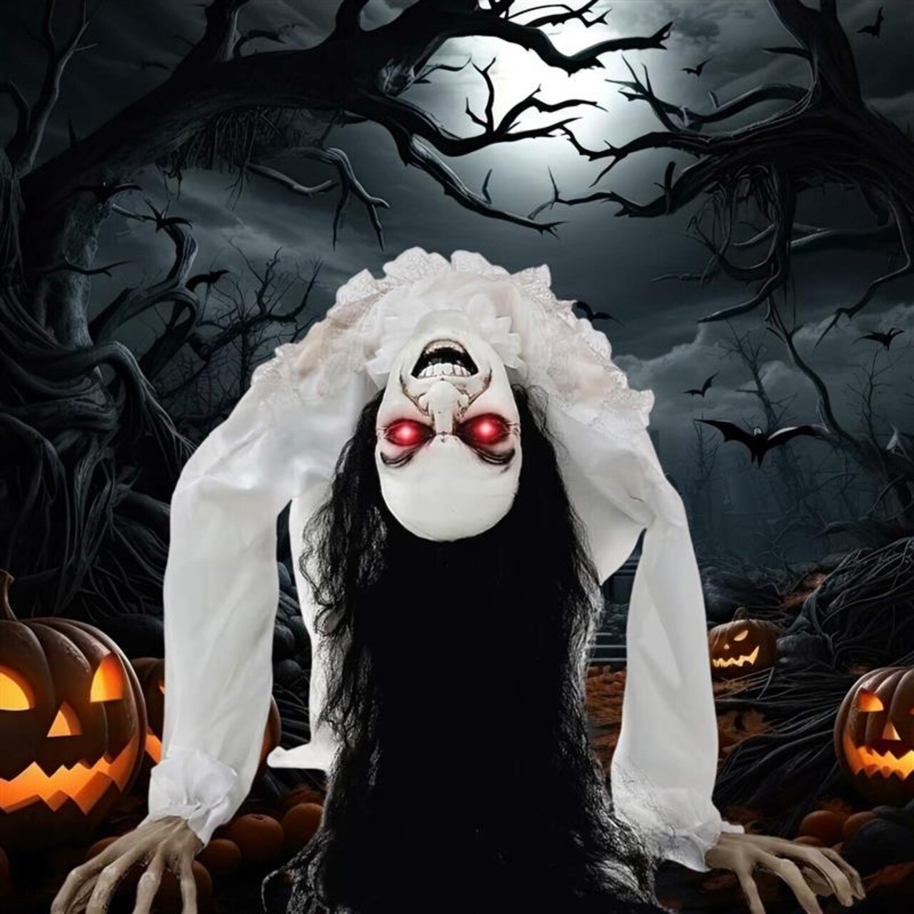 2.95-ft Motion Activated Lighted Demon Animatronic – Talking Halloween Prop Decoration
